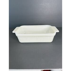 Vintage Fire King Loaf Pan #1409 White Milk Glass Ribbed Bread 1 Qt Oven Proof